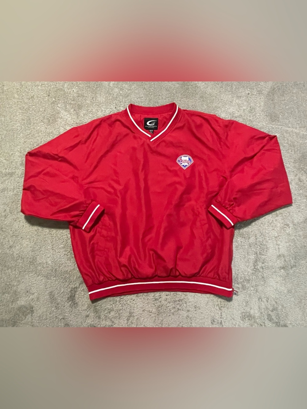 Vintage G-III Philadelphia Phillies Dugout Warm Up Pullover Jacket Mens XL Red